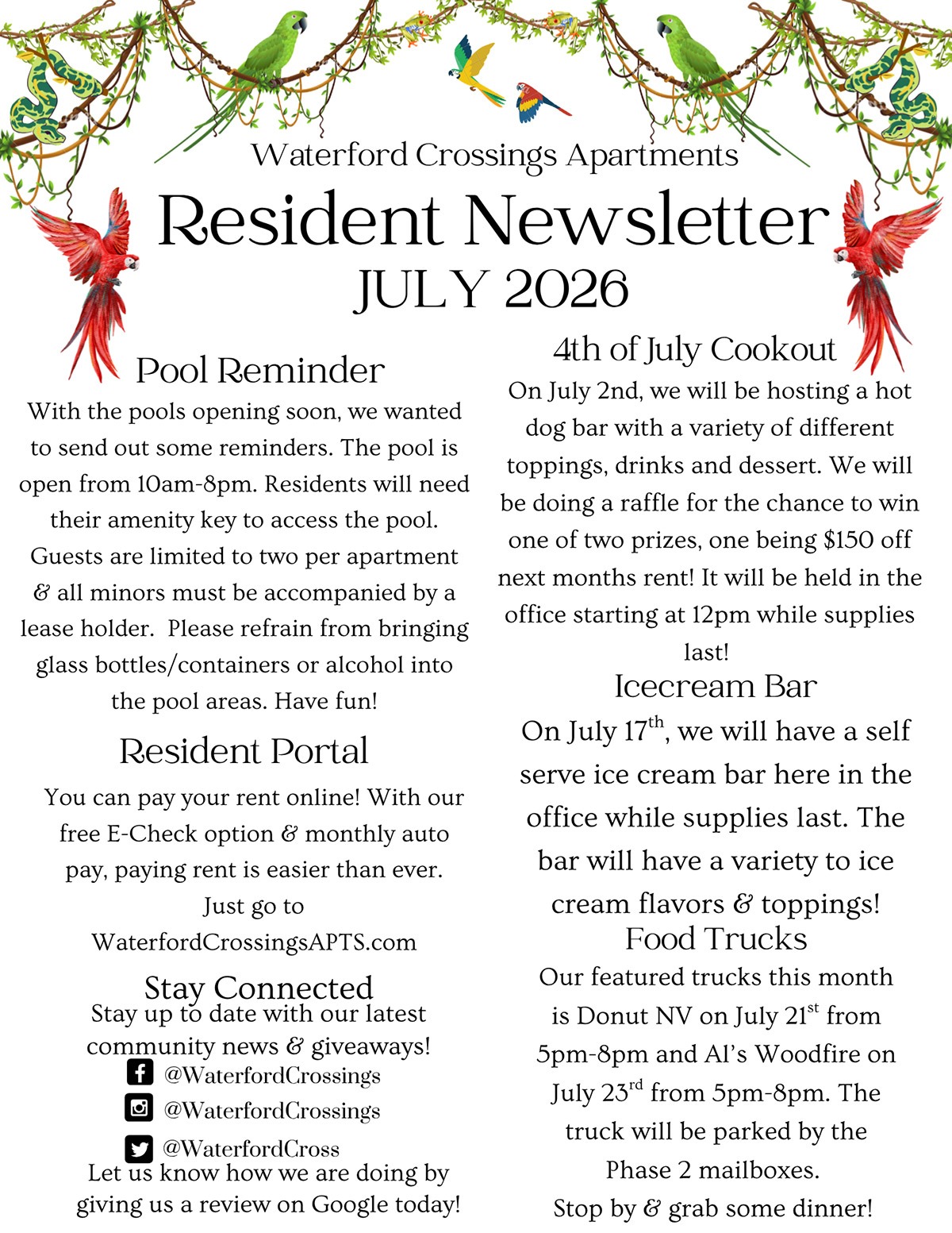 July 2026 Resident Newsletter
