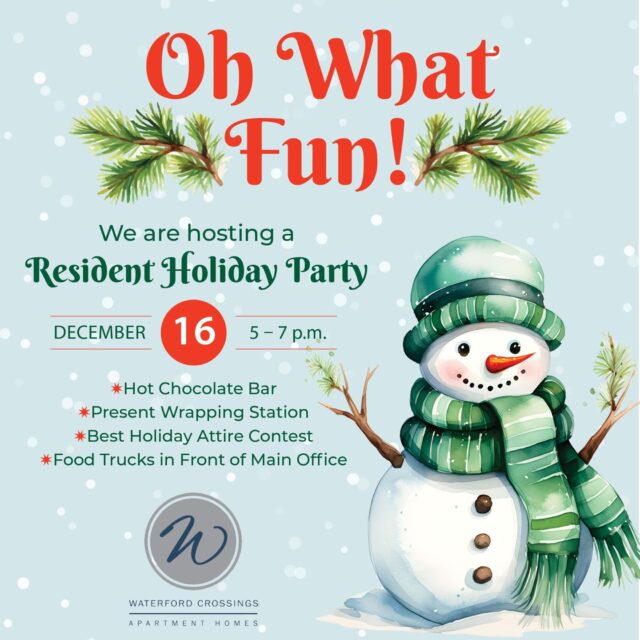 Ho! Ho! Ho! Don't forget to mark your calendars for our Resident Holiday Party, Tuesday, December 16 from 5-7 pm! We'll have our legendary Hot Chocolate Bar ready for your enjoyment, food trucks, and a present wrapping station to wrap gifts! (be sure and use the 2021 Old Franklin Road entrance) We look forward to seeing everyone and celebrating the season!