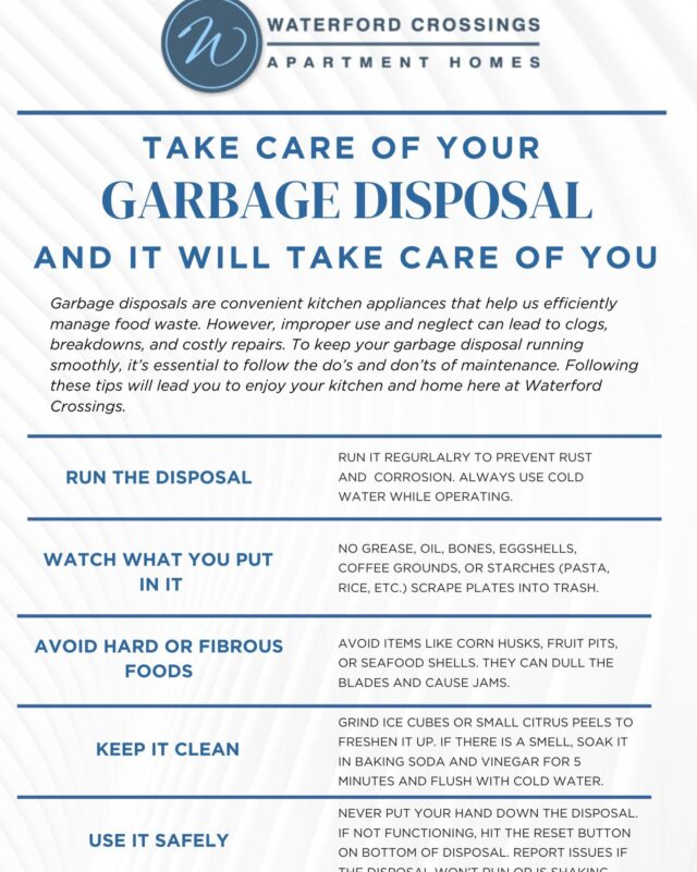 Take care of your garbage disposal and it will take care of you! Here are a few helpful tips on how to keep your garbage disposal in a good working condition!