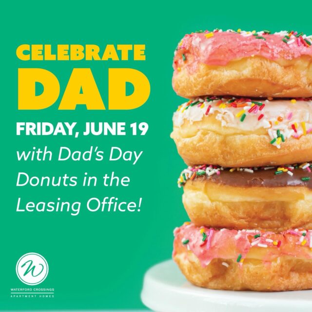 Join us in the leasing office tomorrow to celebrate all of our wonderful Dad’s with a 🍩 on us! #fathersday #arlingtonproperties We hope all of our Dad’s have a wonderful Father’s Day weekend!