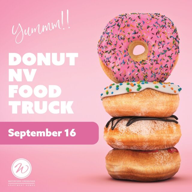 Donut NV is coming in hot—and fresh! 🍩🔥

Join us Wednesday, September 16, from 5–8 p.m. for warm mini doughnuts, refreshing drinks and plenty of delectable treats served fresh from the Donut NV food truck.

Come satisfy your sweet tooth and enjoy a delicious evening at Waterford Crossings!

#WaterfordCrossings #DonutNV #FoodTruckFun #ResidentLife