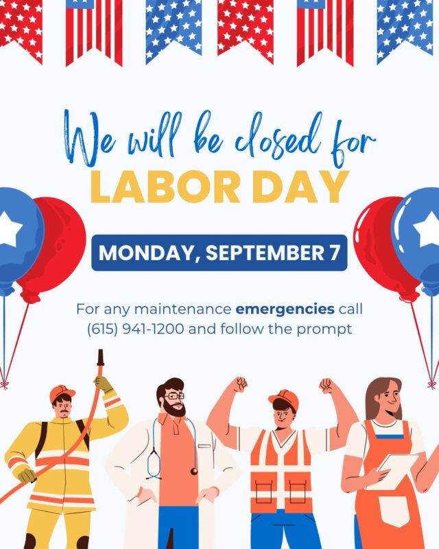 In observance of Labor Day, the Waterford Crossings leasing office will be closed Monday, September 7.

We wish our residents, team members, and neighbors a safe and relaxing holiday!

#LaborDay #WaterfordCrossings