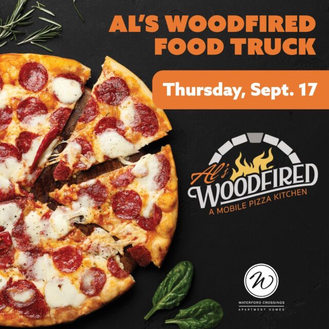 Back by popular demand—and fired up for another delicious visit! 🔥🍕

Al’s Woodfired—A Mobile Pizza Kitchen returns to Waterford Crossings Thursday, September 17. Stop by and enjoy freshly prepared, wood-fired pizza served hot from the food truck.

Bring your appetite and let Al’s handle dinner!

#WaterfordCrossings #AlsWoodfired #FoodTruckNight #ResidentLife