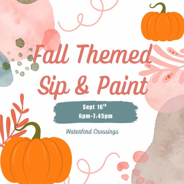 Tonight we are hosting a fall-themed sip & paint here in the clubhouse from 6pm - 7:45 pm. This will be a fun event for beginners & experienced painters. We will be providing all of the paint supplies. So grab a bottle of your favorite wine & come paint!

#WaterfordCrossings #Arlingtonproperties #Fall